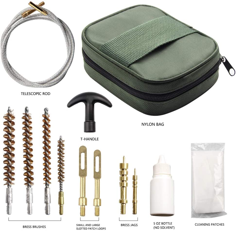 Gun Cleaning Kit With Flexible Rod And Pouch