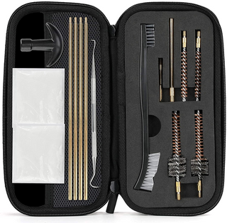Gun Cleaning Kit for .223/5.56 Rifle with Bore Chamber Brushes, Brass, Jags, Rods And Gun Cleaning Pick in Portable Compact Case -Black